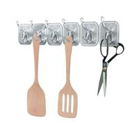 Self Adhesive Hooks, Wall Mounted Coat Rack, 6 Hook Organizer with Self Adhesive Design, PVC Wall Hanger, Space Saving Rack with Easy Install, Home Storage Tool for Door Kitchen Bedroom Bathroom