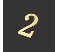 Self Adhesive House Numbers Sticker 3 Inch Golden Brass Door Number 3D Modern Mailbox Address Sign for Outside Apartment Wall Decor Yard Post Street Garden Office Outdoor Room(2)
