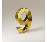 Self Adhesive House Numbers Stickers 1.4/2/3/4 Inch Modern ABS Door Number Golden/Silver/Bronze Mailbox Address Sign Exterior Decorative, for Room Office Apartment Hotel Garden(Gold 9,1.4In)