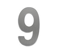 Self Adhesive House Numbers Stickers 2/3/3.5 Inch Modern Metal Stainless Steel Door Number Silver/Black Mailbox Address Sign, for Wall Decor Apartment Room Office Hotel Cafe Garden(Silver 9,2In)