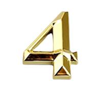 Self Adhesive House Numbers Stickers 2/3/4 Inch Modern ABS Door Number Golden Mailbox Address Sign Exterior Decorative, for Room Wall Decor Hotel Apartment Office Cafe Yard Garden Street(4,3In)