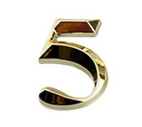 Self Adhesive House Numbers Stickers 2/3/4 Inch Modern ABS Door Number Golden Mailbox Address Sign Exterior Decorative, for Room Wall Decor Hotel Apartment Office Cafe Yard Garden Street(5,4In)