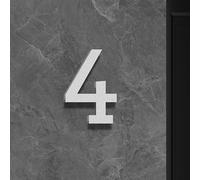 Self Adhesive House Numbers Stickers 2/3/4 Inch Modern Acrylic Door Number Gold/Silver/Black Mailbox Address Sign, for Room Apartment Wall Decor Hotel Office Exterior Decorative Garden(Silver 4,3In)