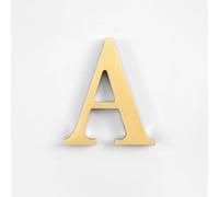 Self Adhesive House Numbers Stickers 2 Inch Modern Metal Brass Door Number Golden Address Mailbox Letters Sign Exterior Decorative, for Hotel Office Wall Decor Apartment Cafe Yard Room(A)