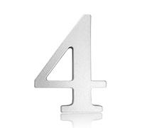 Self Adhesive House Numbers Stickers 2 Inch Modern Metal Stainless Steel Door Number 5cm Black/Gold/Silver Address Mailbox Sign, for Wall Decor Hotel Apartment Home Room Office Cafe Garden(Silver 4)