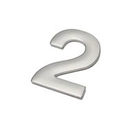 Self Adhesive House Numbers Stickers 2 Inch Modern Metal Stainless Steel Door Number 5cm Silver Mailbox Address Sign, for Room Apartment Wall Decor Hotel Office Cafe Garden Yard Street(2)