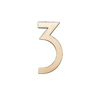 Self-Adhesive House Plaque Numbers Golden Brass Decorative Wall Door Figures, Simple Villa Hotel Plates Dormitory Home Height 5cm 2 Inch Sign, Polished Digital Signage, for Room Address Mailbox (3)