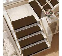 Self-Adhesive Indoor Runner Rugs & Stair Treads Non-Slip Carpet Landing Mats for Kids Pets & Elders 15PCS Brown (70x22cm) - Step Grip & Safety Protector