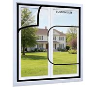 Self-Adhesive Insect Screen for Windows, Custom Size, Cat Window Guard with Zipper, Fly Screen for Windows, Mosquito Window Net Keep Bugs/Flies Out