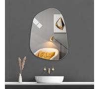 Self adhesive Irregular Wall Mirror, Frameless Asymmetrical Mirror 35x48cm | HD Glass, Stick On Bathroom Wall Mirror No Drill, Decorative Small Irregular Mirror for Bathroom, Hallway, Toilet, Wall Decor