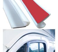 self-adhesive J Shape RV rain gutter, roof rain diversion strip for vehicle, truck, camper, boat, car, van, door, motorhome PVC Plastic Drip Deflector (White, 3M)