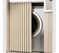 Self-Adhesive Kitchen Cabinet Curtain Dustproof Sliding Curtain for Open Shelves Waterproof Beige Shelf Curtains 70cm W x 180cm H Perfect for Kitchen Decor