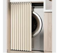 Self-Adhesive Kitchen Curtain Dustproof Sliding Curtain for Open Shelves Waterproof Cabinet Drapes White W150cm x H110cm - Perfect for nizing & Style