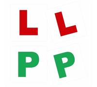 Self Adhesive L & P Plates Stickers Pack of 4 - PVC Learner & Probationary Driver Plates 180 x 180 mm - Weatherproof & Removable