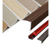 Self Adhesive L Shaped Floor Transition Strip, Aluminium Wood Effect Edge Trim, 90 Degree Angle Transition Strip Door Bar for Laminate Flooring(Light Walnut,W25*H10mm*L0.9m)