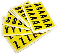 Self-Adhesive Labels Letters A-Z - Each Character is 38mm high x 21mm Wide, 12 Characters per Card - Colour Yellow