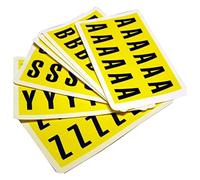 Self-Adhesive Labels Letters A-Z Easy Warehouse Identification, Clean Peel, Leaves No Residue, Yellow And Black - 21mm High X 38mm Wide (1 Card For Characters)