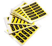 Self-Adhesive Labels Numbers 0-9 - Each Character is 56mm high x 21mm Wide, 12 Characters per Card - Colour Yellow