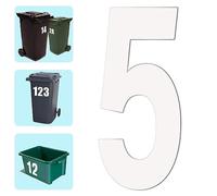 Self Adhesive Large Wheelie Bin Number Stickers Easy to Apply Vinyl Sticker Waterproof Reflective White Numbers (Number 5)