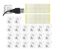 Self-Adhesive Light Clips - 20 Pieces Cable Management Hooks, Mini Lighting Wire Holder, Easy to Install Cable Organiser Set, Strong Hold for Home, Apartment, Garden, Bedroom, Outdo