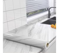 Self-Adhesive Marble Table Foil, Waterproof & Heat-Resistant Furniture Stickers, Scratch-Resistant Adhesive Wallpaper For Walls & Tables, Decorative Tablecloth & Table Protector, Easy Peel & Stick(Wäh