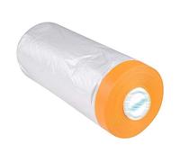 Self-Adhesive Masking Film Roll with Built-In Tape for Painting, Plastic Dust Cover for Furniture, Floors, Walls, Cabinets & Cars During Home Renovation 4 Rolls 3mx20m