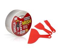 Self-Adhesive Mesh Scrim Tape 50M for Drywall & Plasterboard - Strong Fibreglass Joint Repair Tape for Cracks, Walls & Ceilings - Includes 3-Piece Filler Scraper Kit (38mm, 75mm, 150mm)