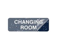Self Adhesive Metal Tin Sign Changing Room Signage With Bold White Text On Dark Blue Background Modern Design For Restroom Locker Room Spa Salon 4×16 Inch