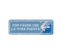 Self Adhesive Metal Tin Sign With Please Use The Other Door Bilingual English Spanish Message For Office Restroom Retail Door Directional Indicator Sticker Decal 4×16 Inch