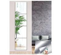 Self Adhesive Mirror Tiles Acrylic Stick On Mirror Stickers, 30x30cm 4-Pack | Shatter-resistant, Stick On Full Length Mirror 30x120cm for Bedroom Hallway Wardrobe Door, Mirror Stickers for Wall Decor