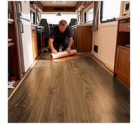 Self-Adhesive Motorhome PVC Flooring Planks Wood Effect - 2.0mm Waterproof Peel and Stick Floor Tiles,Wear-Resistant Eco-Friendly for Campervan/Kitchen/Bedroom/Bathroom (Dark brown,40*1000cm,5PCS)