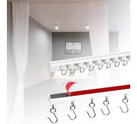 Self-Adhesive No Drill Ceiling & Wall Mount Curtain Track System - Silent Curtain Rods for Living Room Bedroom Shower Divider - 17.7FT Length Easy Installation