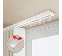 Self-Adhesive No-Drill Curtain Track - Easy Install Ceiling Mount Curtain Rod for Living Room Bedroom Shower Divider - Black/White 1.5m (4.9ft)