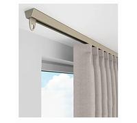 Self-Adhesive No Drill Curtain Track System 6m/19.7ft Ceiling-Mounted Straight Ra for Room Divider Shower Dressing Room Smooth & Quiet Glide - Brown