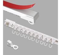 Self-Adhesive No-Drill Shower Curtain Rod - Adjustable 19.7FT Roller Track for RVs, Space Dividers, Closets & Cabinets - Easy Installation, Versatile & Durable