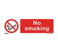 Self Adhesive No Smoking Health & Safety Sign - 300mm X 100mm Warning Sticker