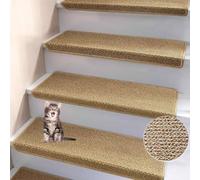 Self-Adhesive Non-Slip Stair Mats with Bullnose Soft Peel and Stick Carpet Treads Washable Edging Stair Protectors for Safe Home Steps - 6 Pack