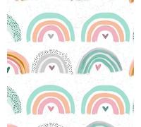 Self Adhesive Peel and Stick Wallpaper 45x300cm Cute Hand Drawn Pastel Rainbow Seamless Abstract Love Wall Paper Roll Waterproof Removable Contact Paper Vinyl Wrap for Furniture Living Room