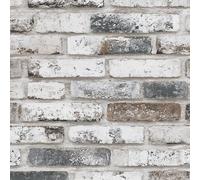 Self Adhesive Peel and Stick Wallpaper 45x300cm Distressed White Brick Wall Texture Industrial Rustic Interiors Wall Paper Roll Waterproof Removable Contact Paper Vinyl Wrap for Furniture Living Room