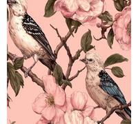 Self Adhesive Peel and Stick Wallpaper 45x300cm Green Floral Bird Vintage Boho Birds Flowering Branches Spring Wall Paper Roll Waterproof Removable Contact Paper Vinyl Wrap for Furniture Living Room