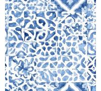 Self Adhesive Peel and Stick Wallpaper 45x300cm Tile seamless watercolor Blue white patchwork style ornament Wall Paper Roll Waterproof Removable Contact Paper Vinyl Wrap for Furniture Living Room