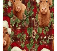 Self Adhesive Peel and Stick Wallpaper 58x300cm Cozy Christmas Design Highland Cows Snowflakes Plaid Glitter Wall Paper Roll Waterproof Removable Contact Paper Vinyl Wrap for Furniture Living Room