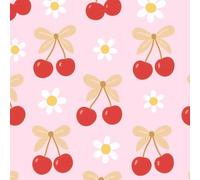 Self Adhesive Peel and Stick Wallpaper 58x300cm Draw seamless red cherry bow daisy flower Retro valentine day Wall Paper Roll Waterproof Removable Contact Paper Vinyl Wrap for Furniture Living Room
