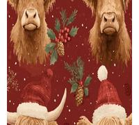 Self Adhesive Peel and Stick Wallpaper 58x300cm Soft Pastel Christmas Design Highland Cows Pine Cones Snow Wall Paper Roll Waterproof Removable Contact Paper Vinyl Wrap for Furniture Living Room