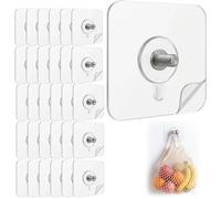 Self Adhesive Picture Hooks Hangers 30 Pack Heavy Duty Sticky Wall Nails No Drilling Frame Hanging Waterproof Transparent Photo Clock Mirror Holders Kitchen Bathroom Size 6x6cm Screw 6mm