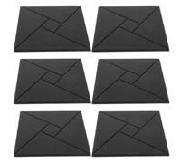 Self Adhesive Polyester Fiber Acoustic Panel 6pcs for Walls and Doors | Sound Reduction for Gaming Rooms and Conference Rooms, Black Finish, Supports Remote Workers and Creators