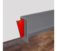 Self-Adhesive PVC Baseboard, 10cm Wide Flexible Vinyl Wall Trim, Grey Wood Grain, 2m, Easy Install, Durable Flooring Molding, Ideal for Home Renovation