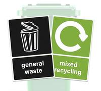 Self-Adhesive Recycling Bin Stickers, 2 Pcs Waterproof Clear Waste Bin Signs PVC Recycling Signs for Indoor & Outdoor Use