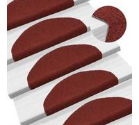 Self-Adhesive Red Stair Mats - 5 Pcs Non-Slip Carpet Runners 65x21x4 cm Needle Punch Design for Safety & Comfort on Stairs