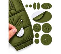 aZengear Repair Patches Waterproof, Self-Adhesive, Tear-Cold-Heat-Resistant Polyester Fabric to Fix Down Jacket, Puffer, Snowsuit, Shoe, Tent, PVC, Clothing, Upholstery (11 Pcs, Olive Green)